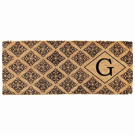 Monogram Door Mat, Black, Natural, 18 in W x 46 in L
